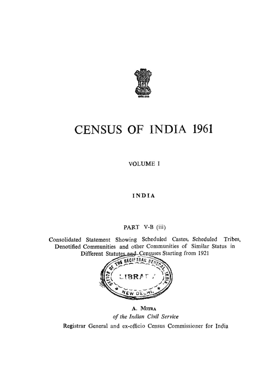 Consolidated Statement Showing Scheduled Castes, Scheduled