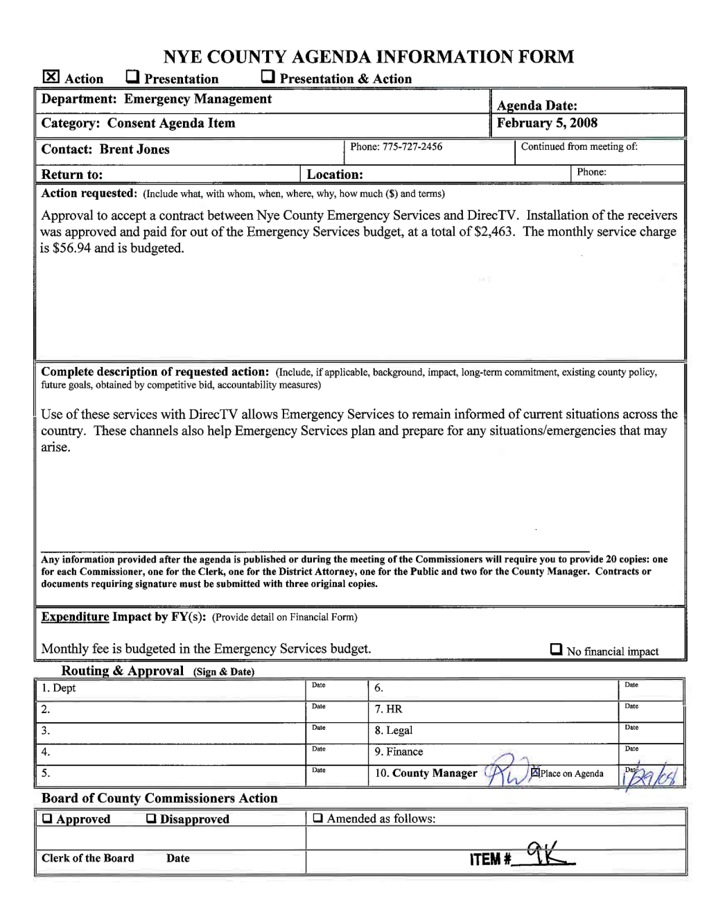 Nye County Agenda Information Form