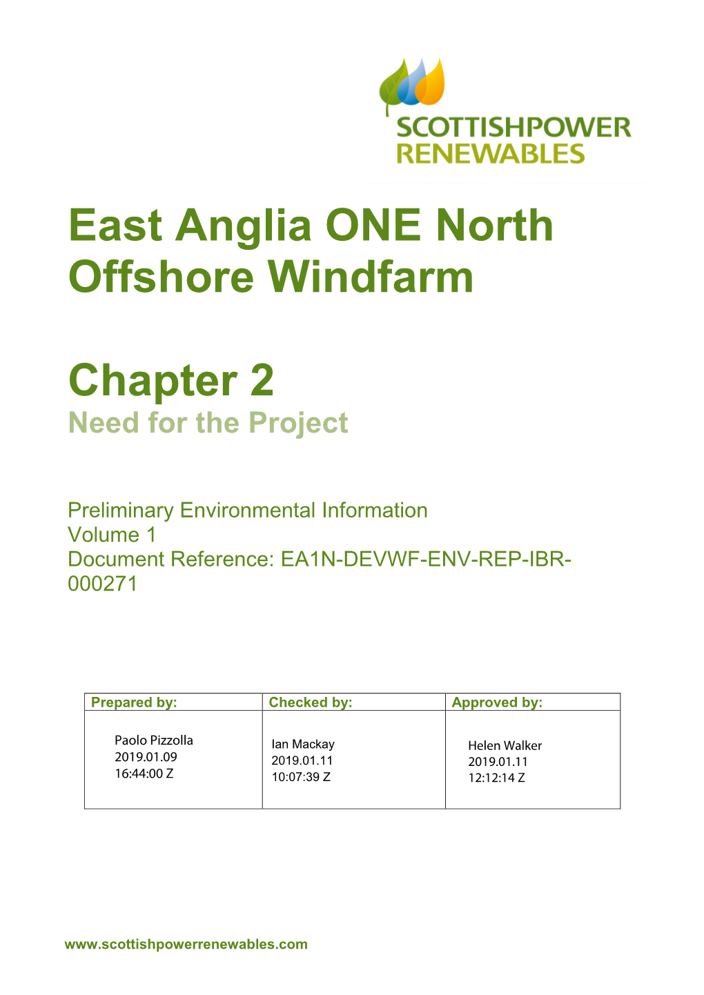 East Anglia ONE North Offshore Windfarm Chapter 2