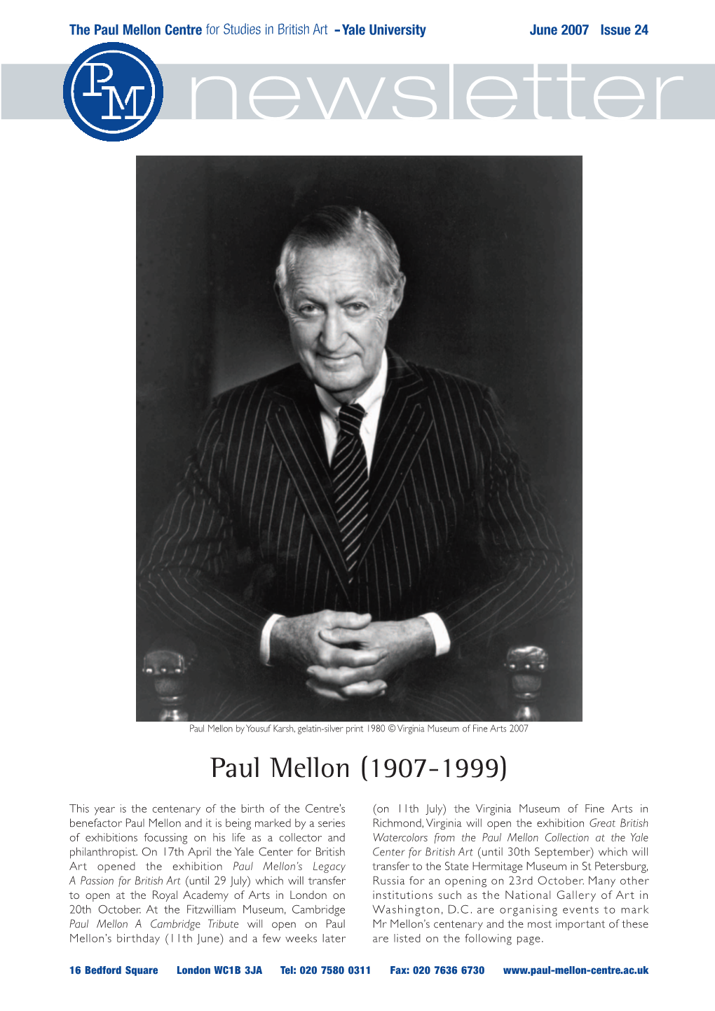 Paul Mellon Centre for Studies in British Art -Yale University June 2007 Issue 24 Newsletter