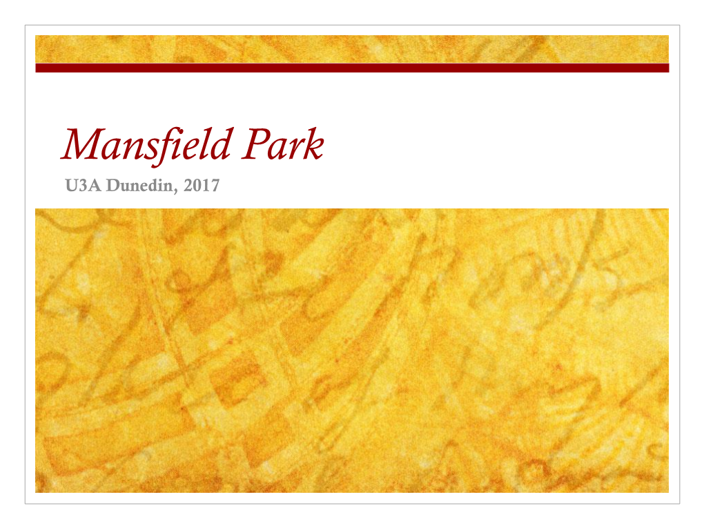 Slavery in Mansfield Park