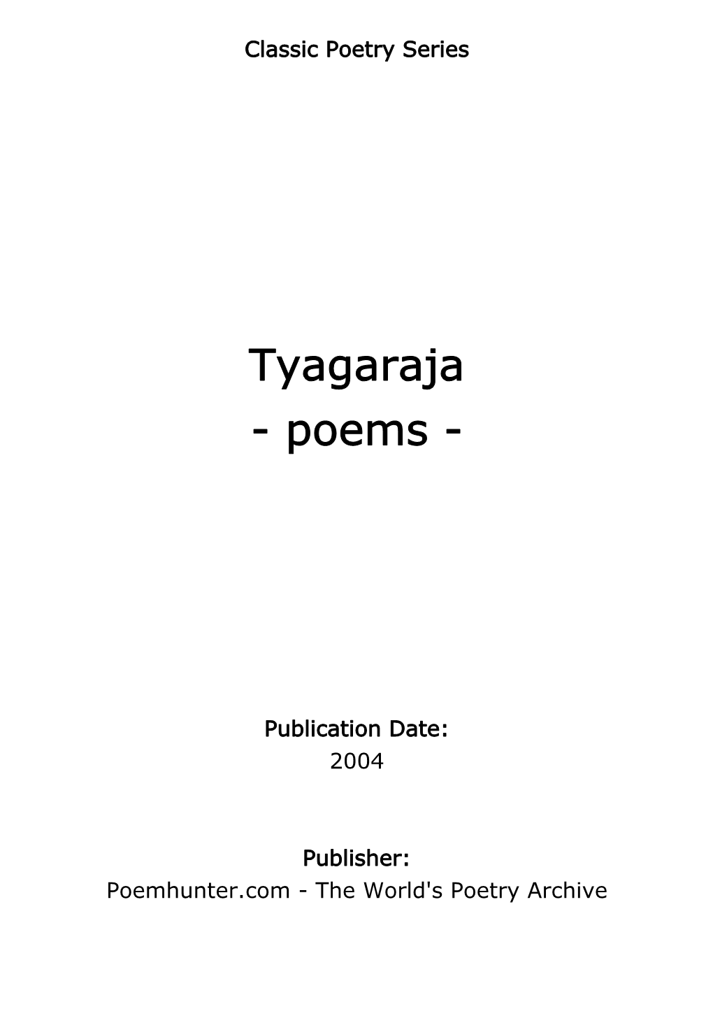 Tyagaraja - Poems