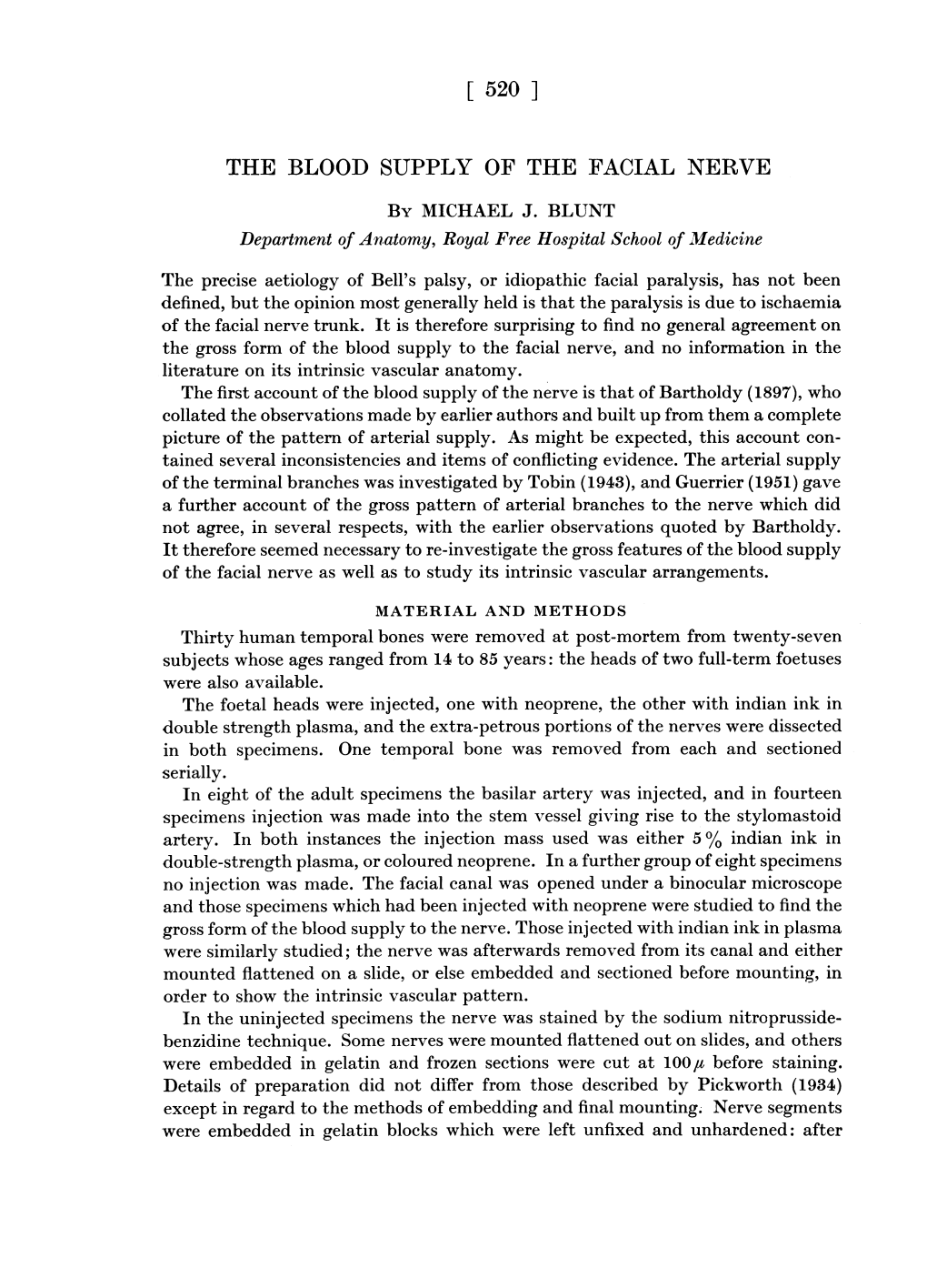 The Blood Supply of the Facial Nerve by Michael J