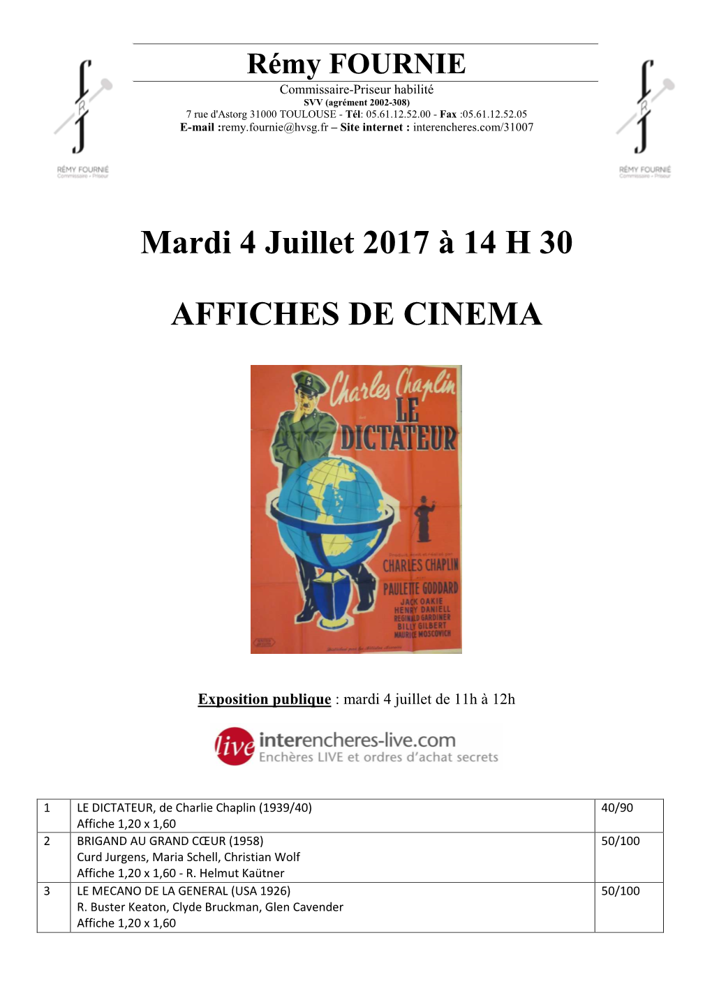 Affiches De Cinéma 4 07 2017