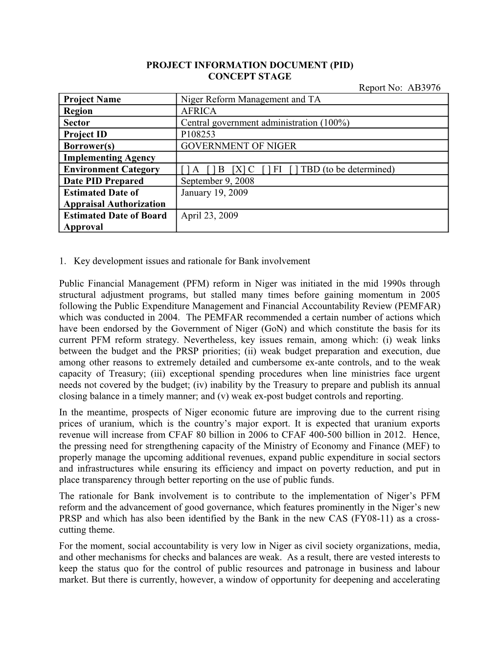 Project Information Document (Pid) s4