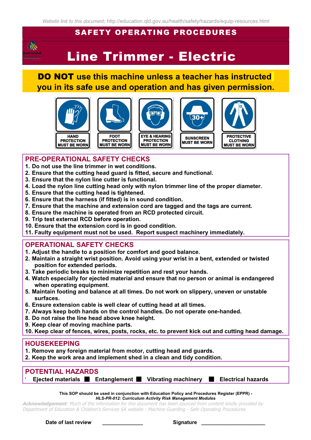 Safety Operating Procedure s8