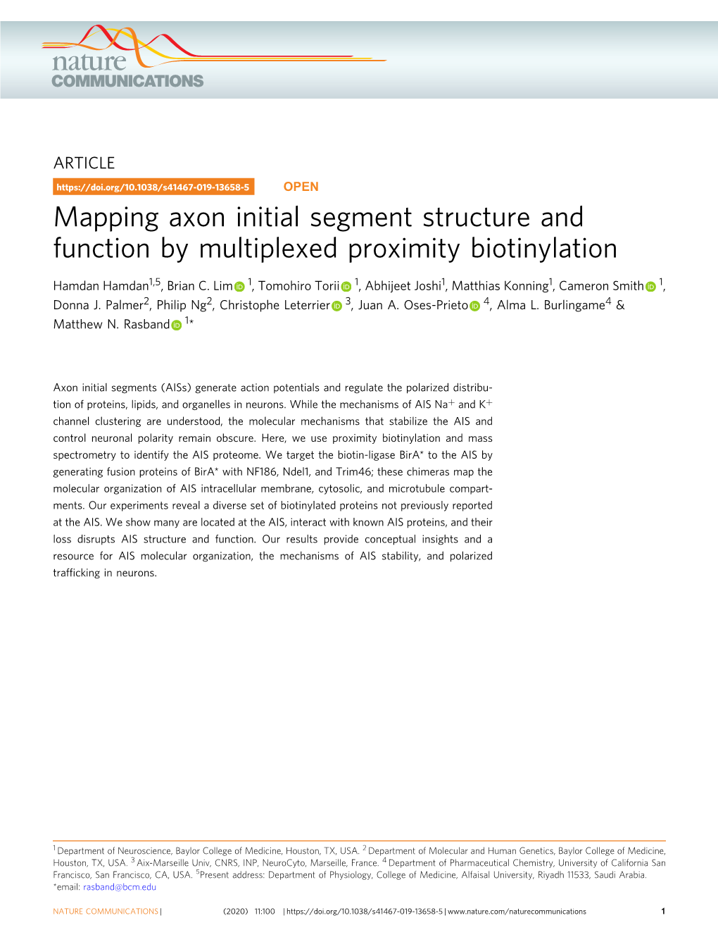 Mapping Axon Initial Segment Structure and Function by Multiplexed Proximity Biotinylation