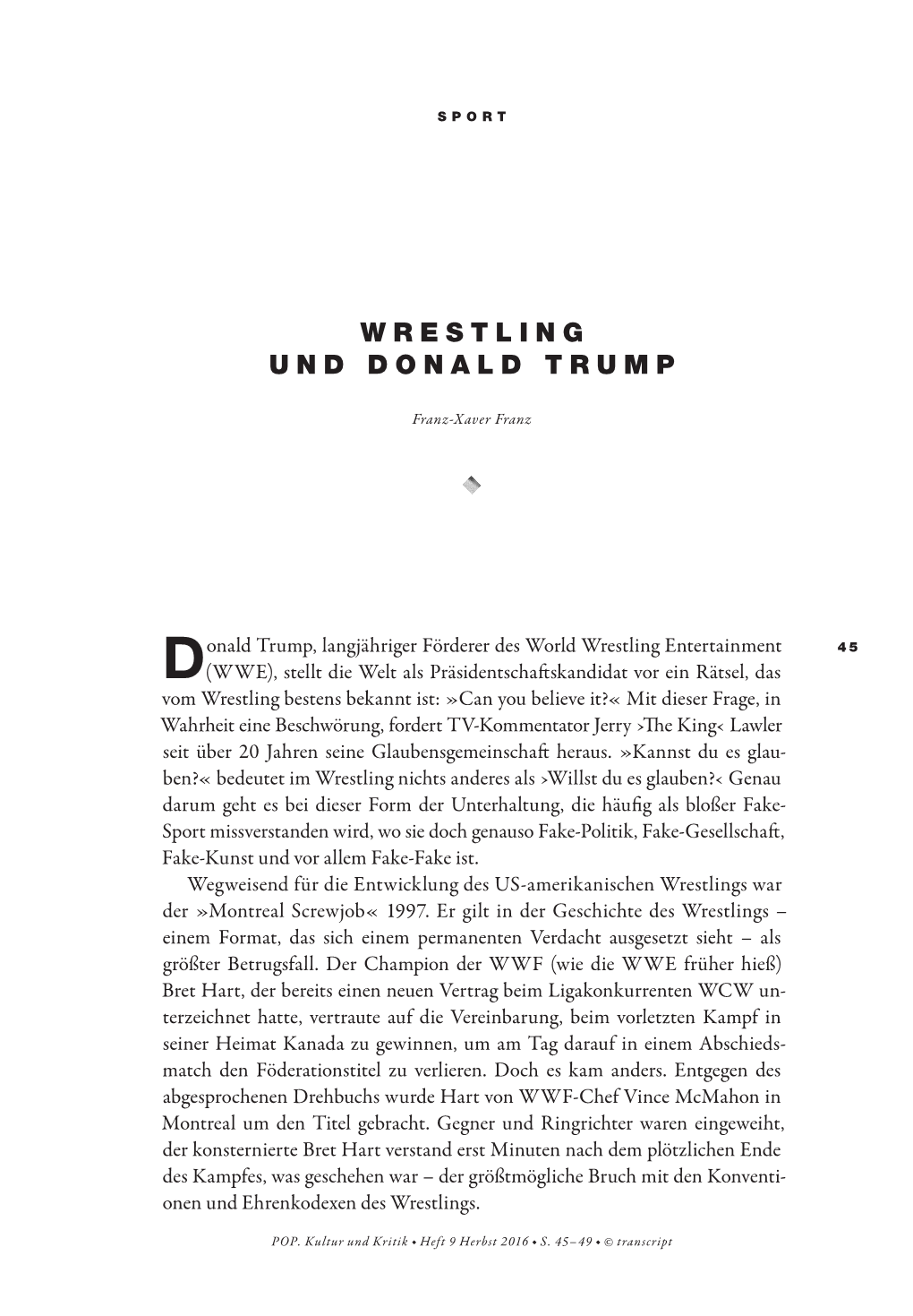 Wrestling Und Donald Trump