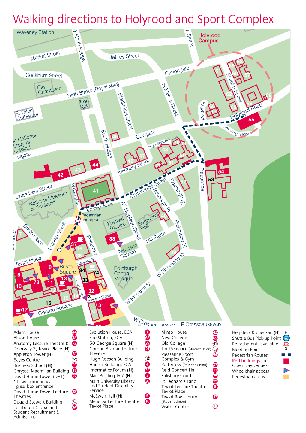 Walking Directions to Holyrood and Sports Complex