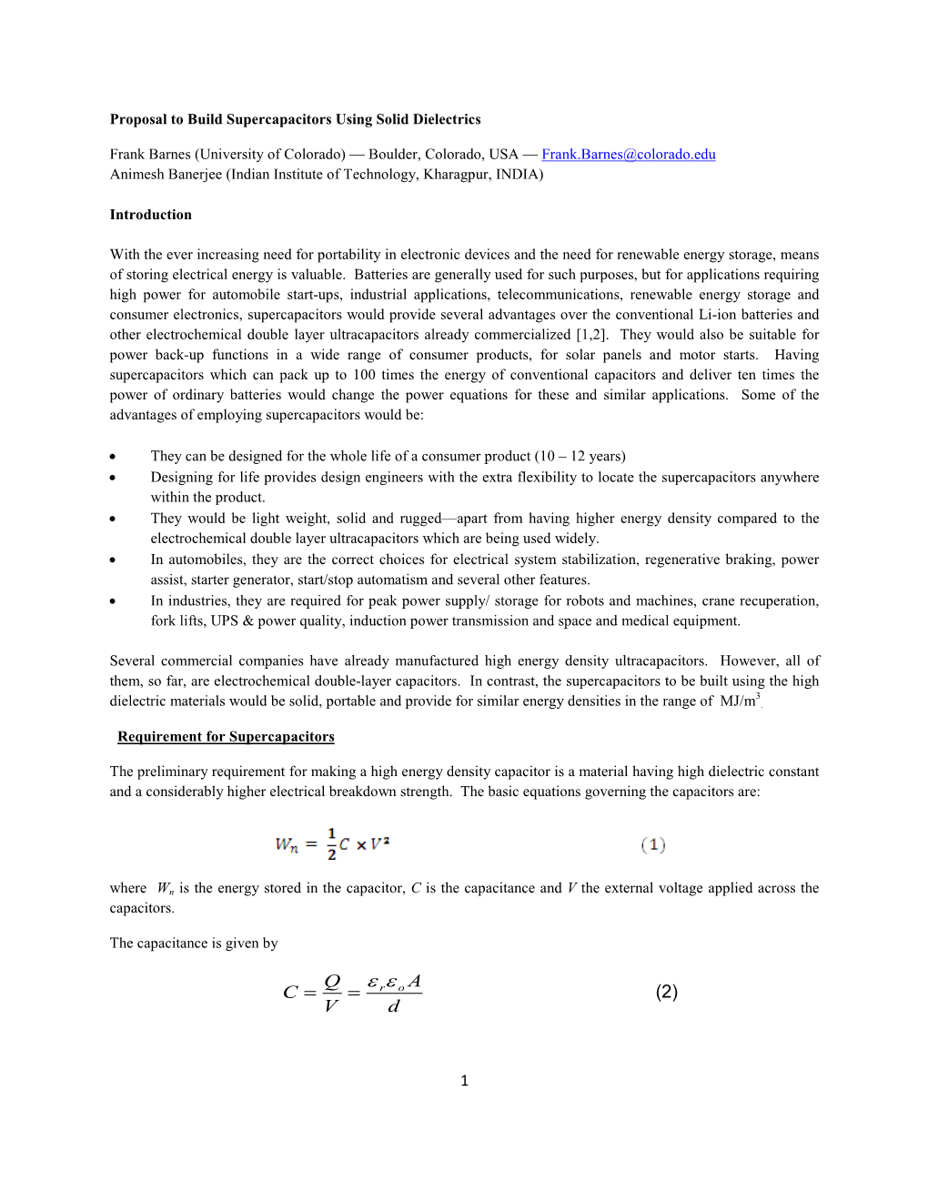 Proposal to Build Supercapacitors Using Solid Dielectrics