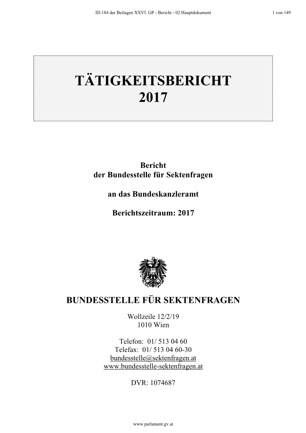 Tätigkeitsbericht 2017