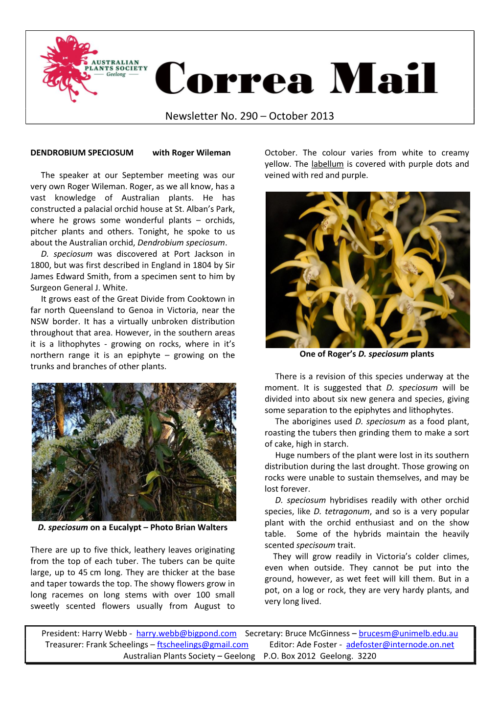 Newsletter No. 290 – October 2013