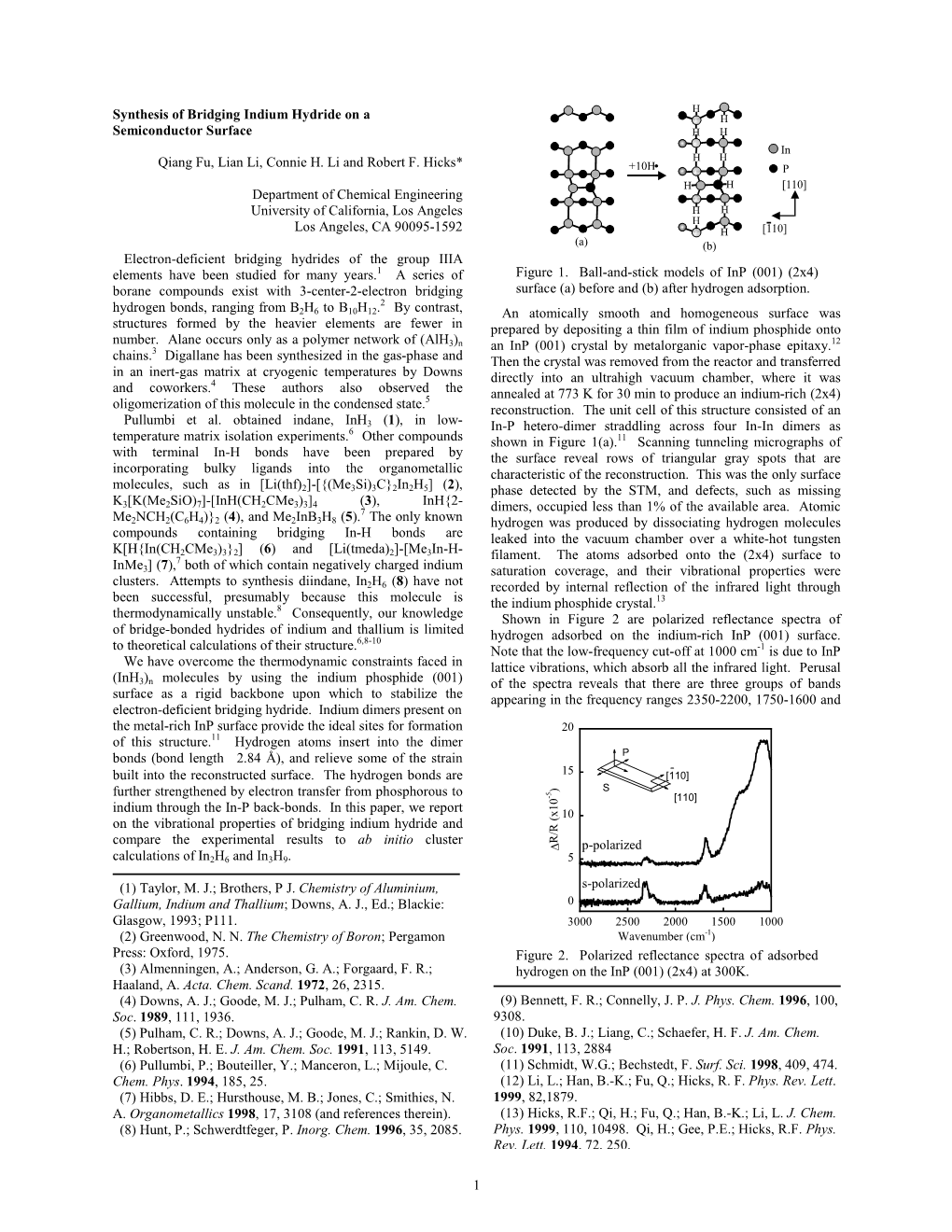 1 Synthesis of Bridging Indium Hydride on a Semiconductor