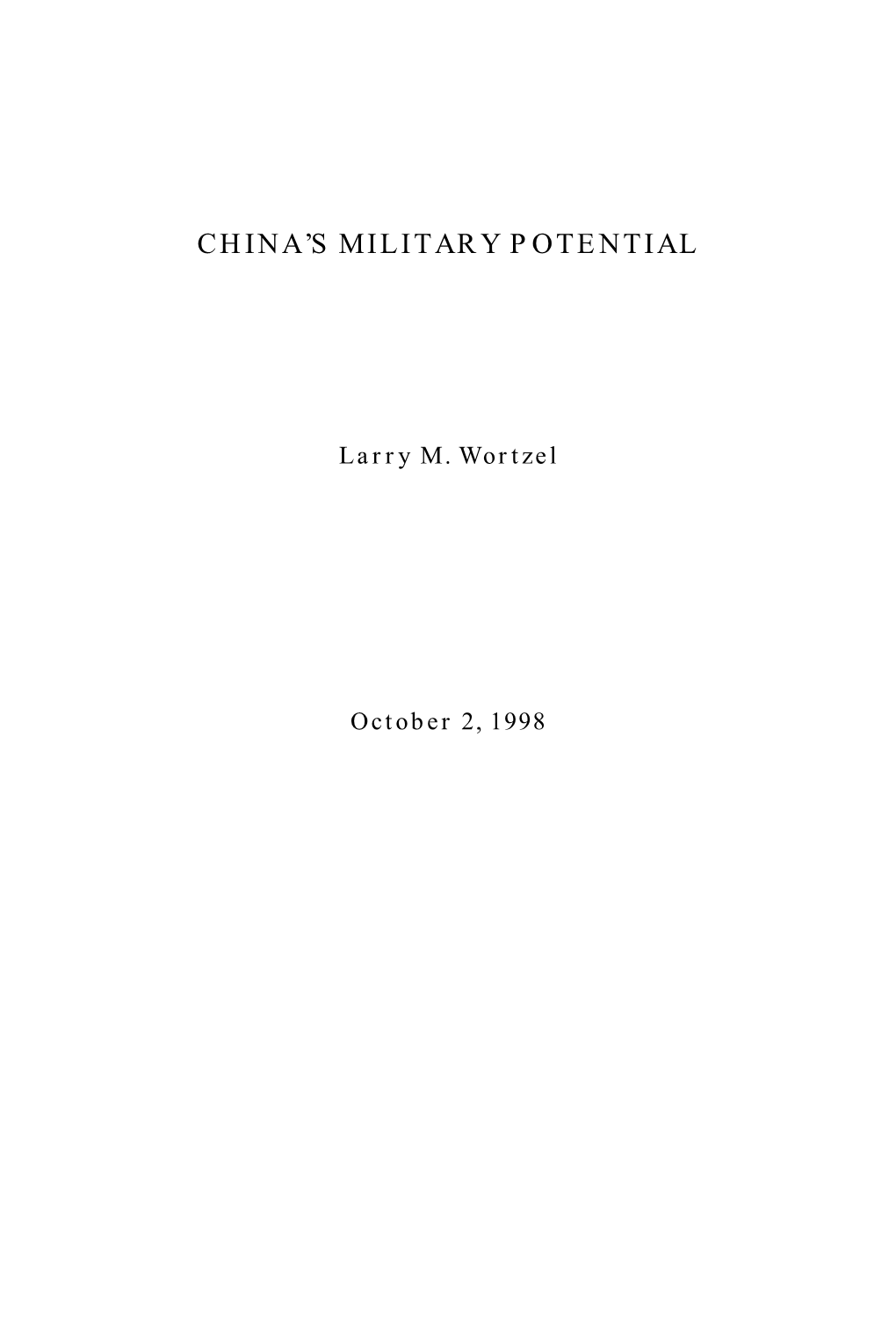 China's Military Potential