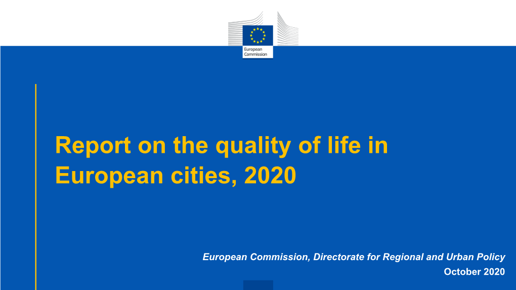 Report on the Quality of Life in European Cities, 2020