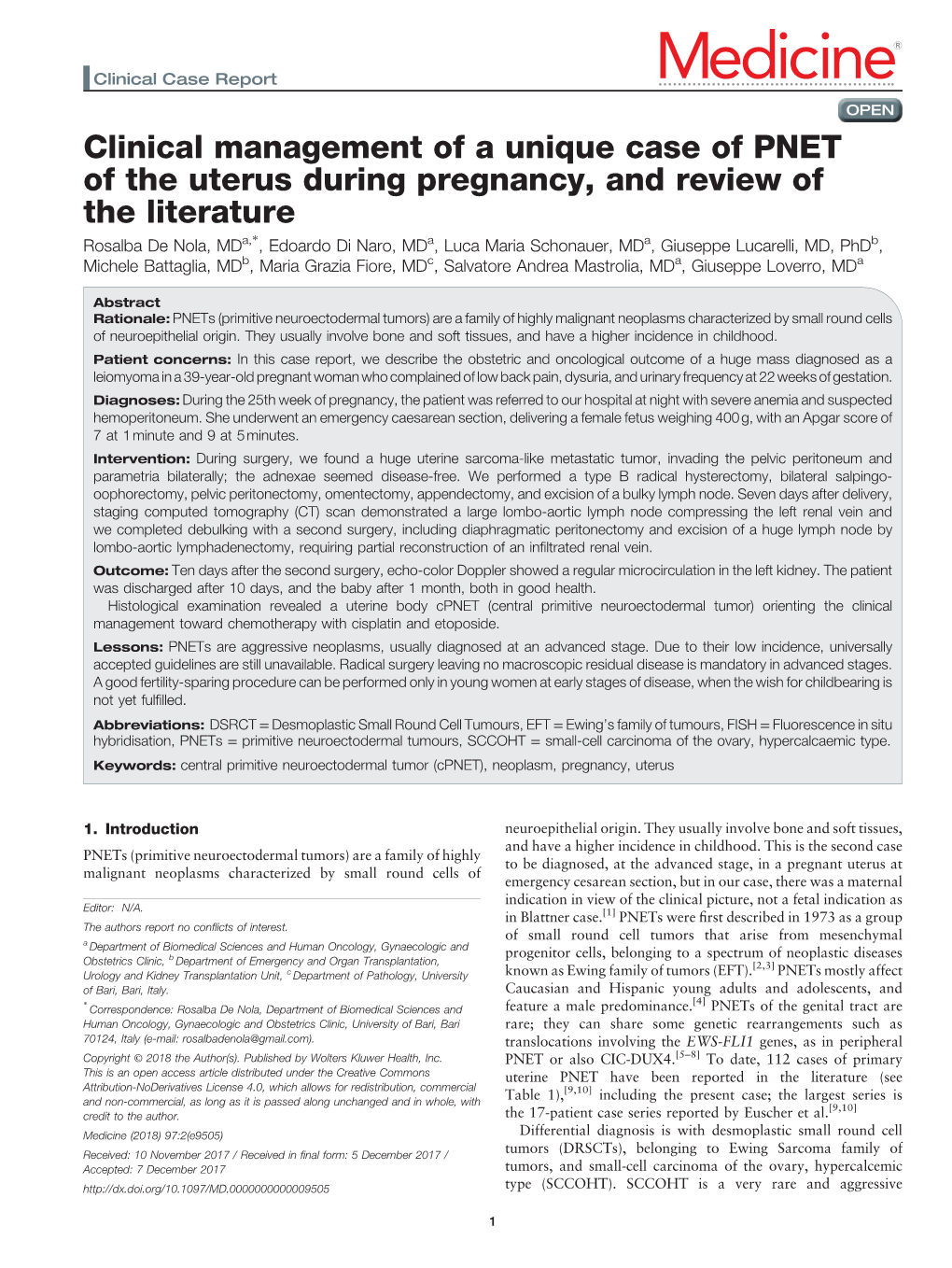 Clinical Management of a Unique Case of PNET of the Uterus During Pregnancy, and Review of the Literature