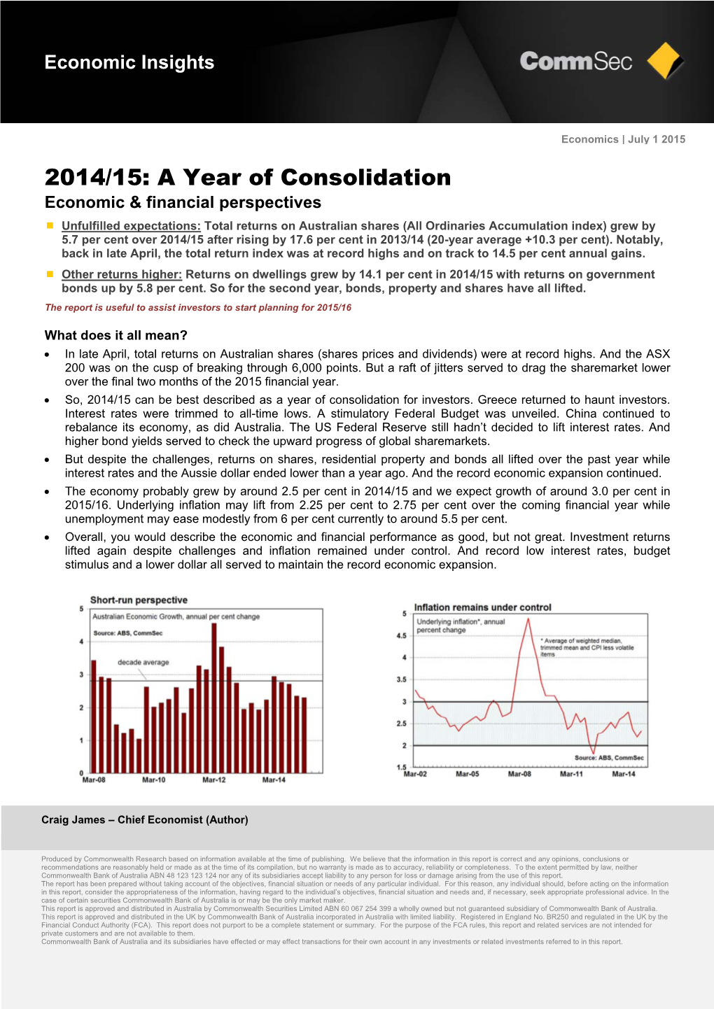 A Year of Consolidation