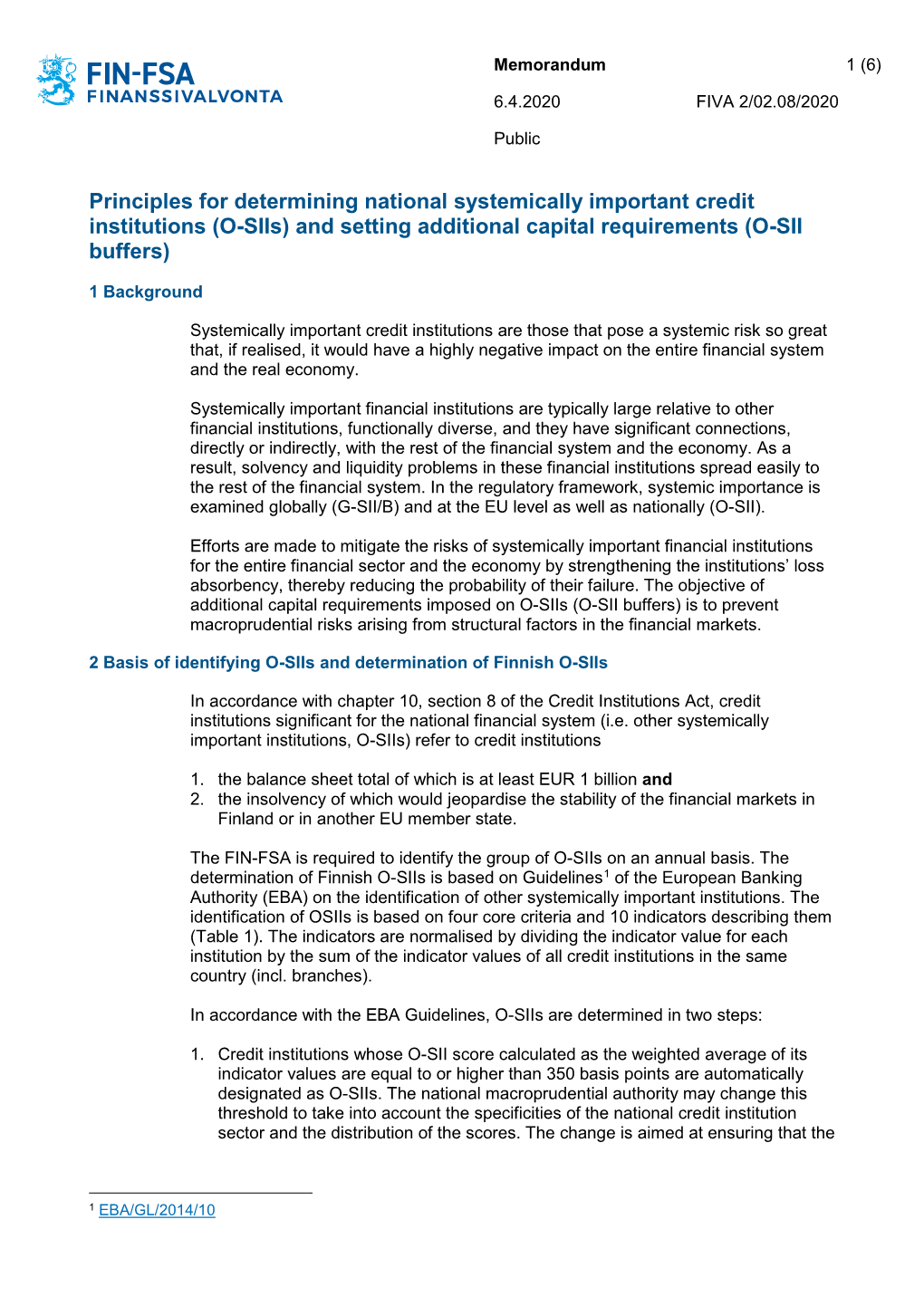 And Setting Additional Capital Requirements (O-SII Buffers)