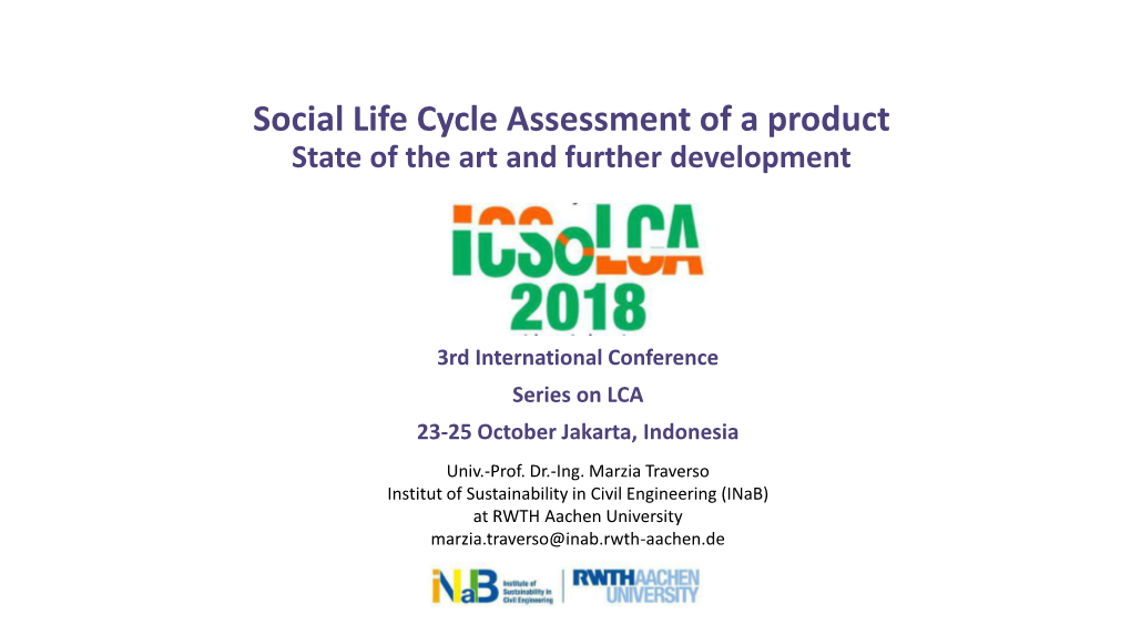 Life Cycle Assessment of a Product State of the Art and Further Development