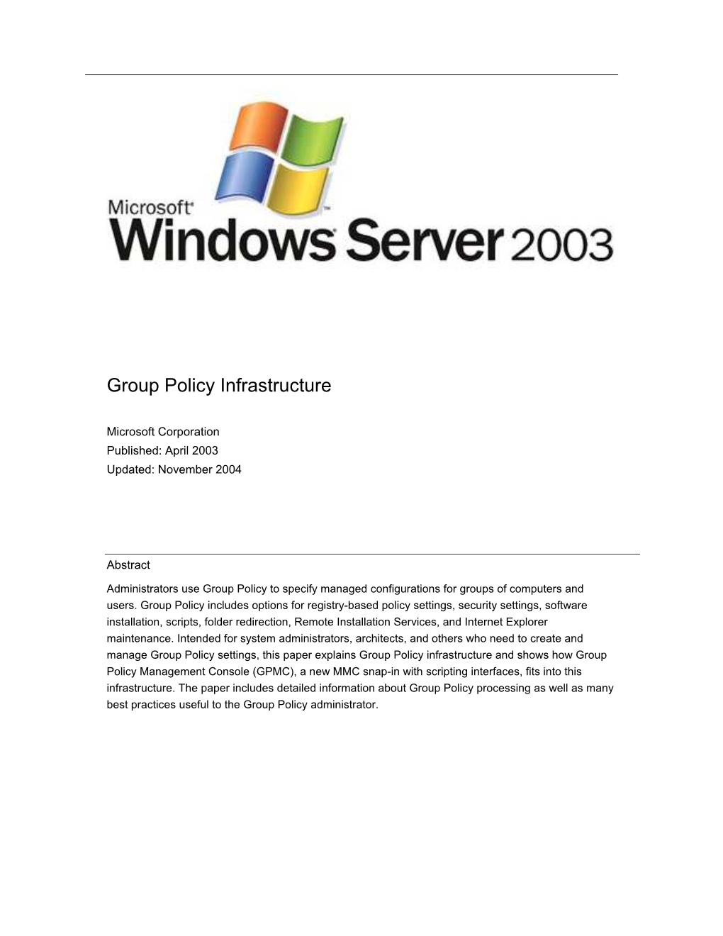 Group Policy Infrastructure