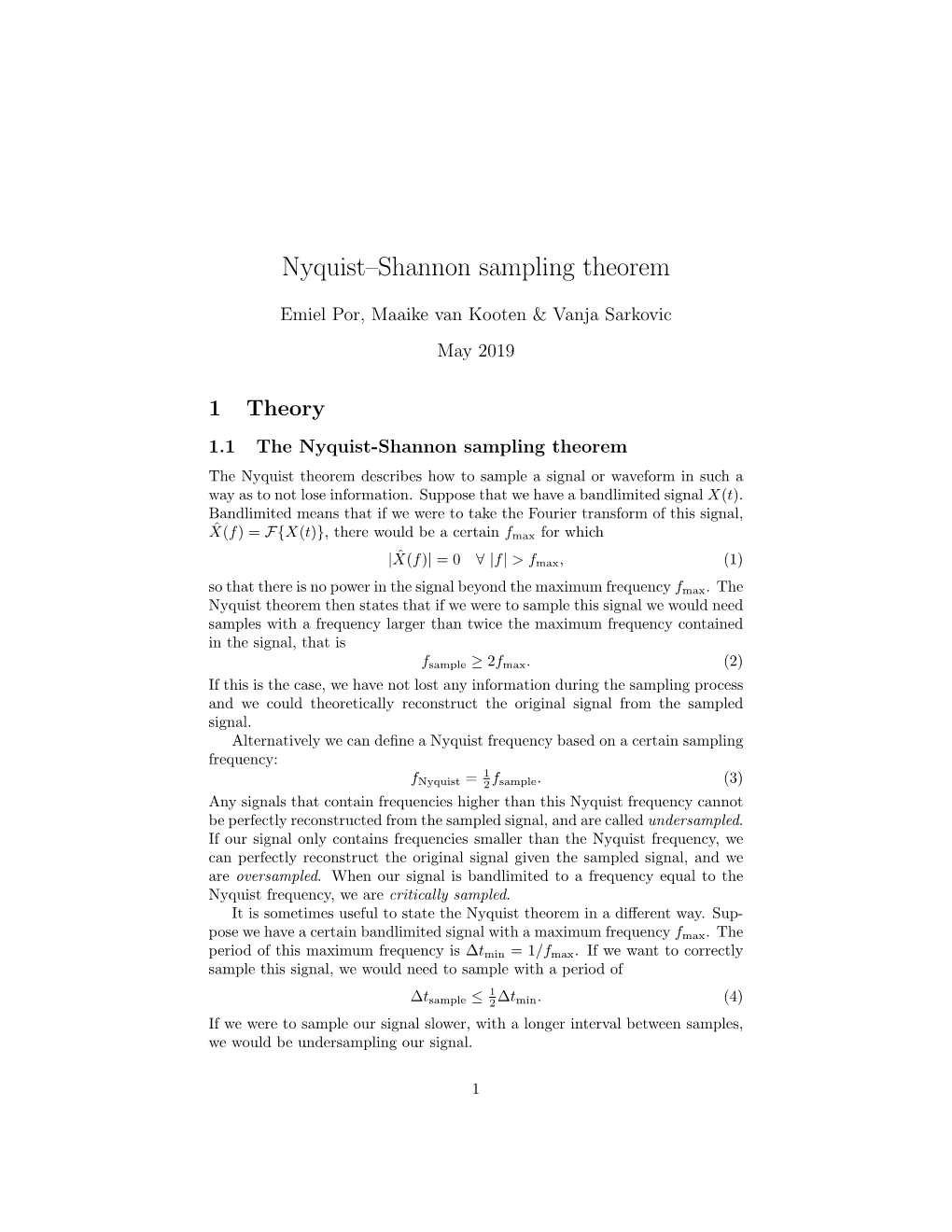 Nyquist–Shannon Sampling Theorem