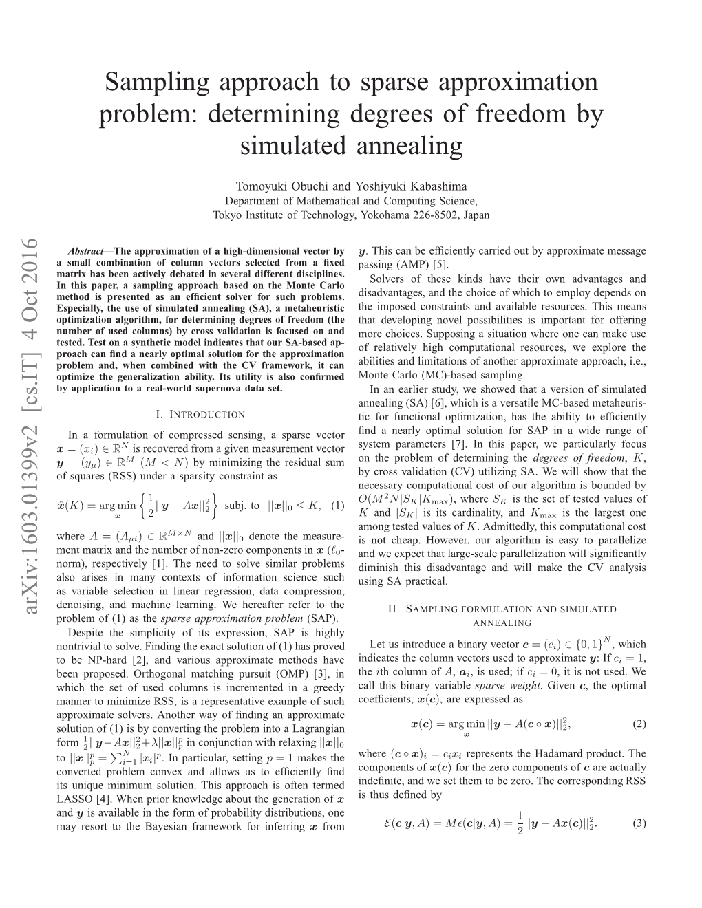 Sampling Approach to Sparse Approximation Problem