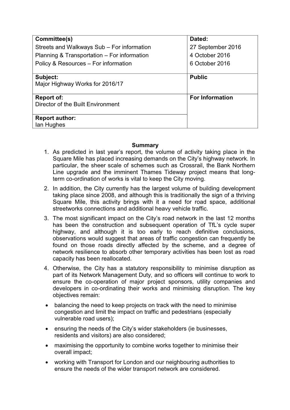 Major Highway Works for 2016/17 PDF