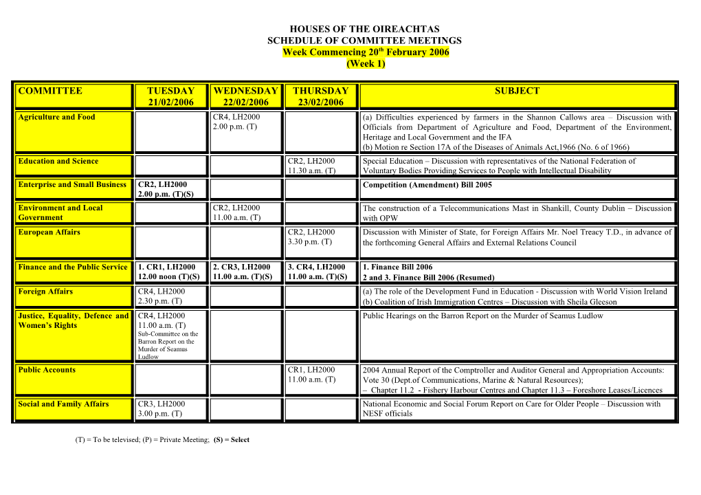 Oireachtas Committee Meetings