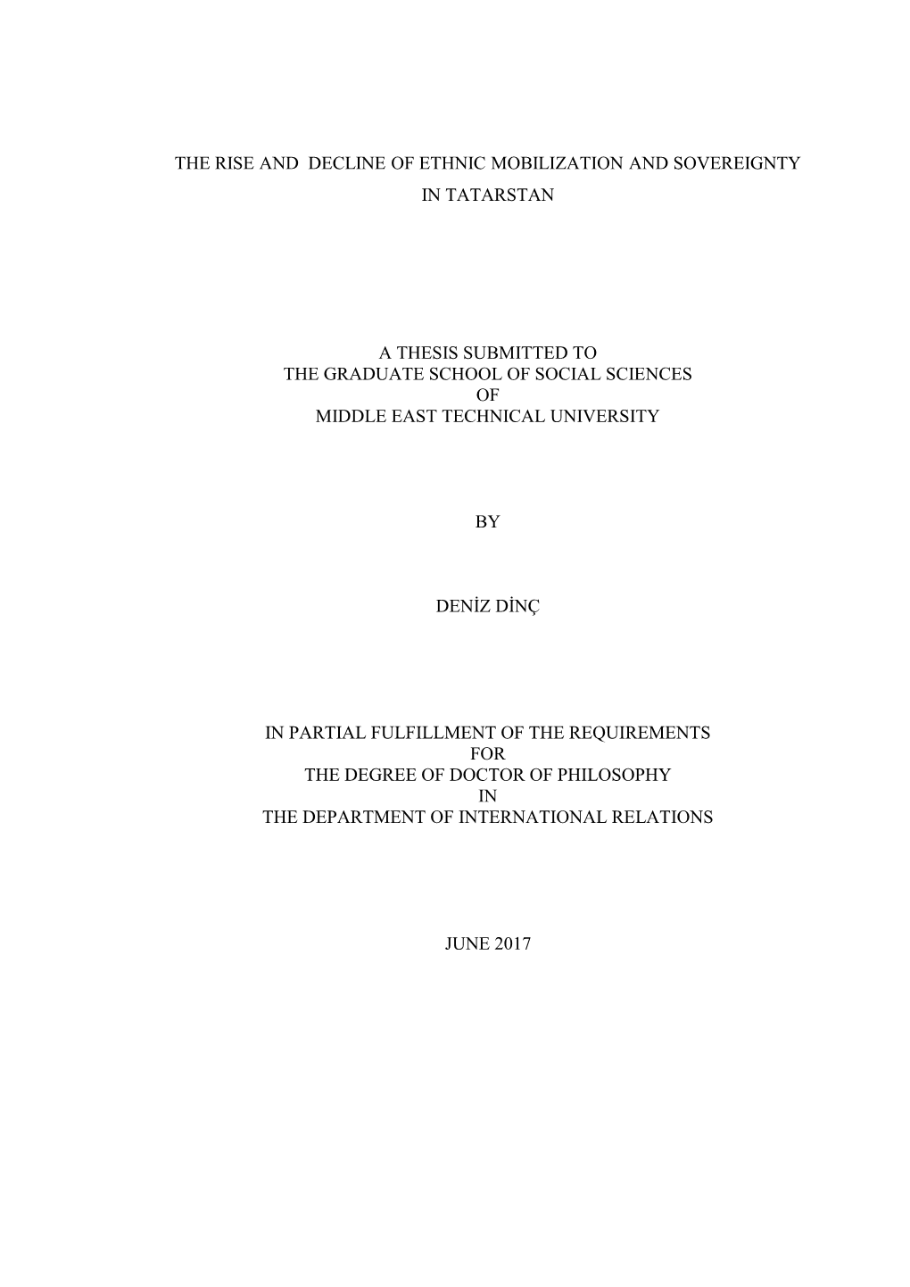 The Rise and Decline of Ethnic Mobilization and Sovereignty in Tatarstan