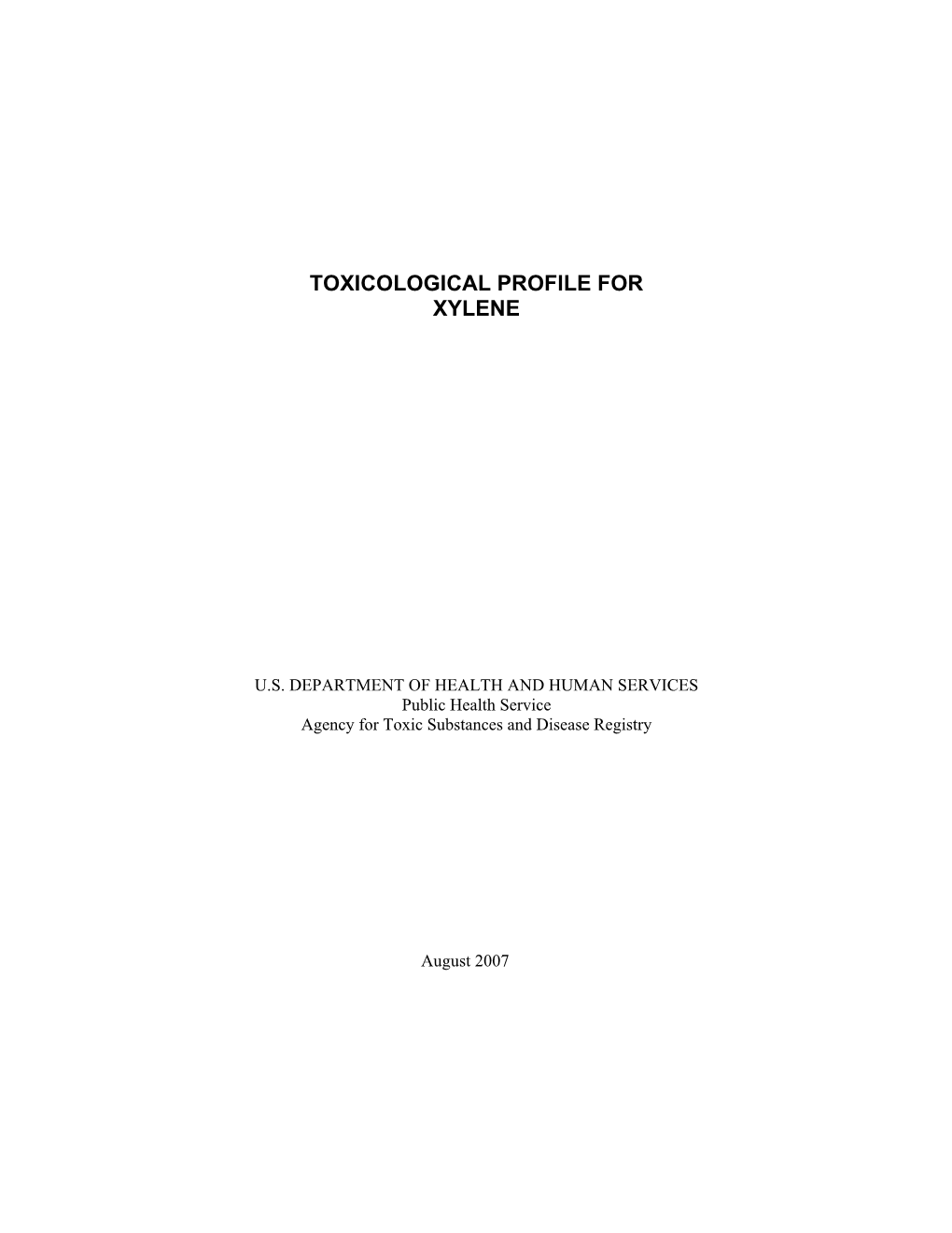 Toxicological Profile for Xylene