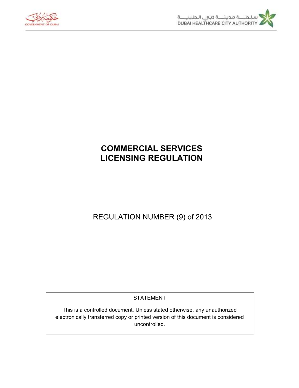 Commercial Services Licensing Regulation