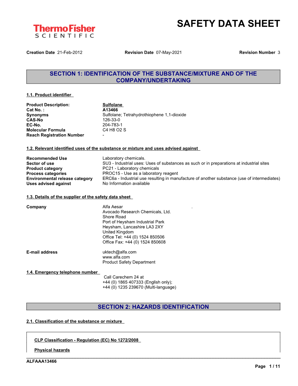 Safety Data Sheet