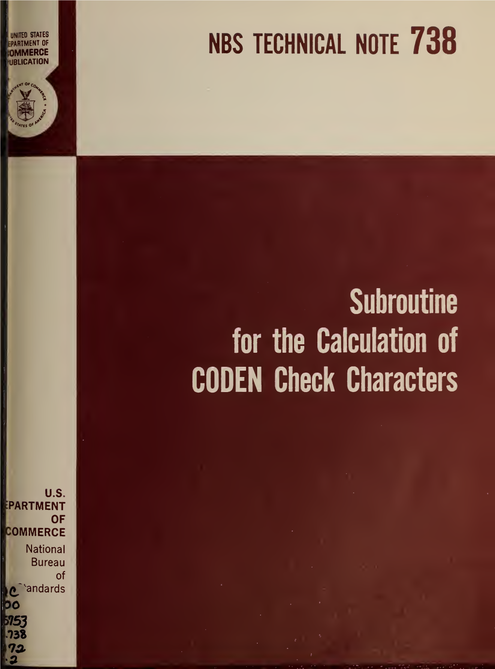 Subroutine for the Calculation of CODEN Check Characters 6