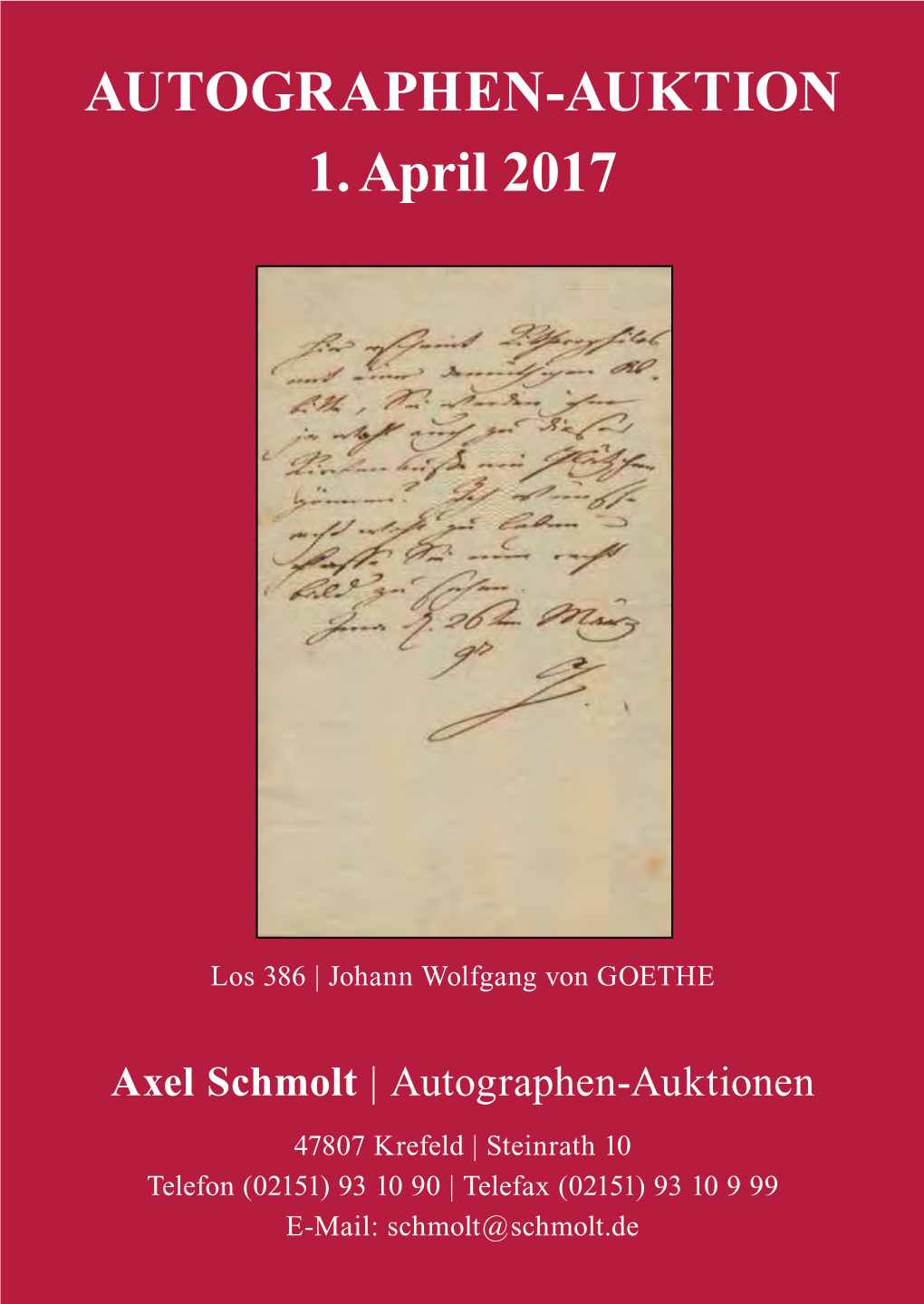 AUTOGRAPHEN-AUKTION 1. April 2017