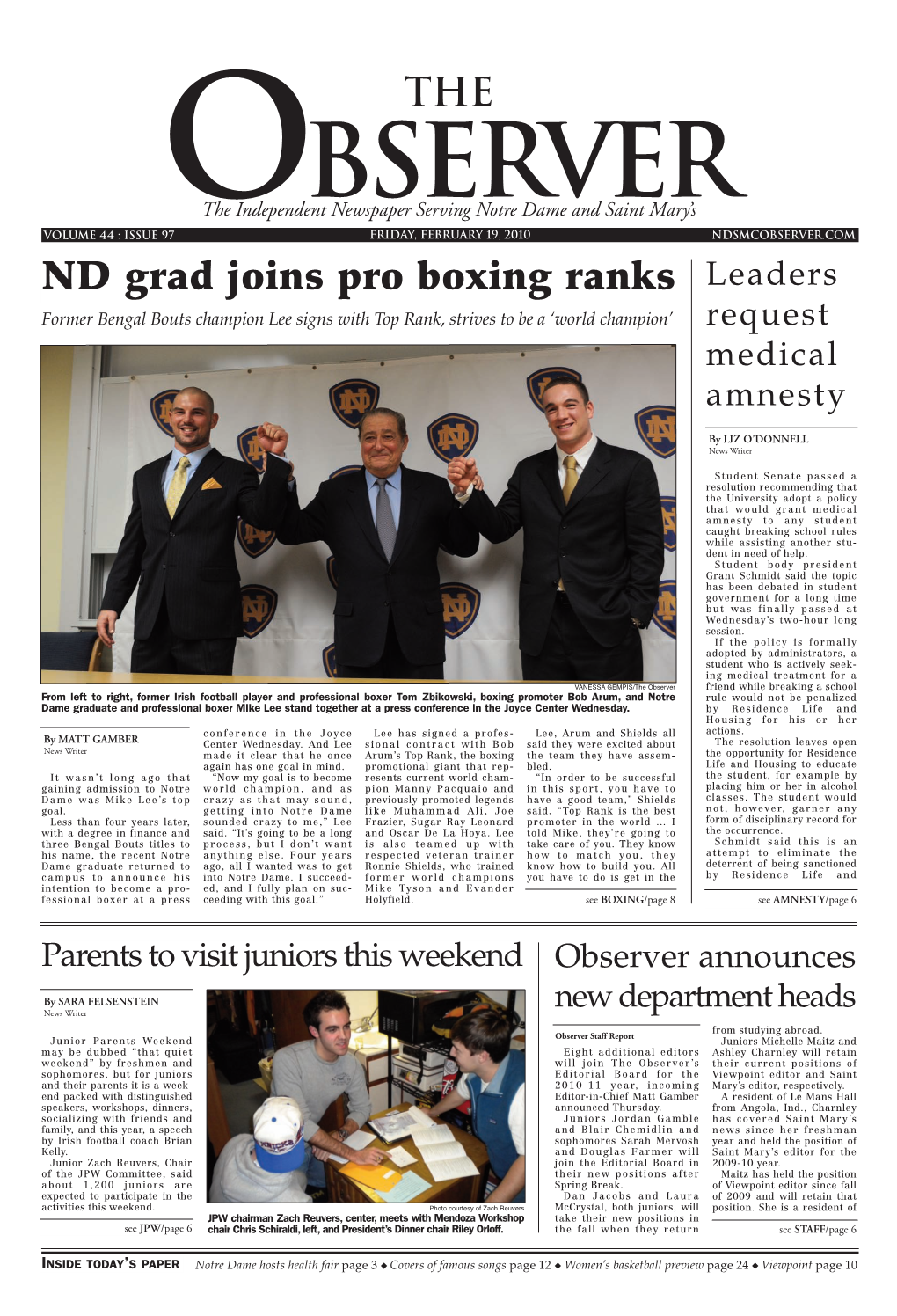 ND Grad Joins Pro Boxing Ranks Leaders Former Bengal Bouts Champion Lee Signs with Top Rank, Strives to Be a ‘World Champion’ Request Medical Amnesty