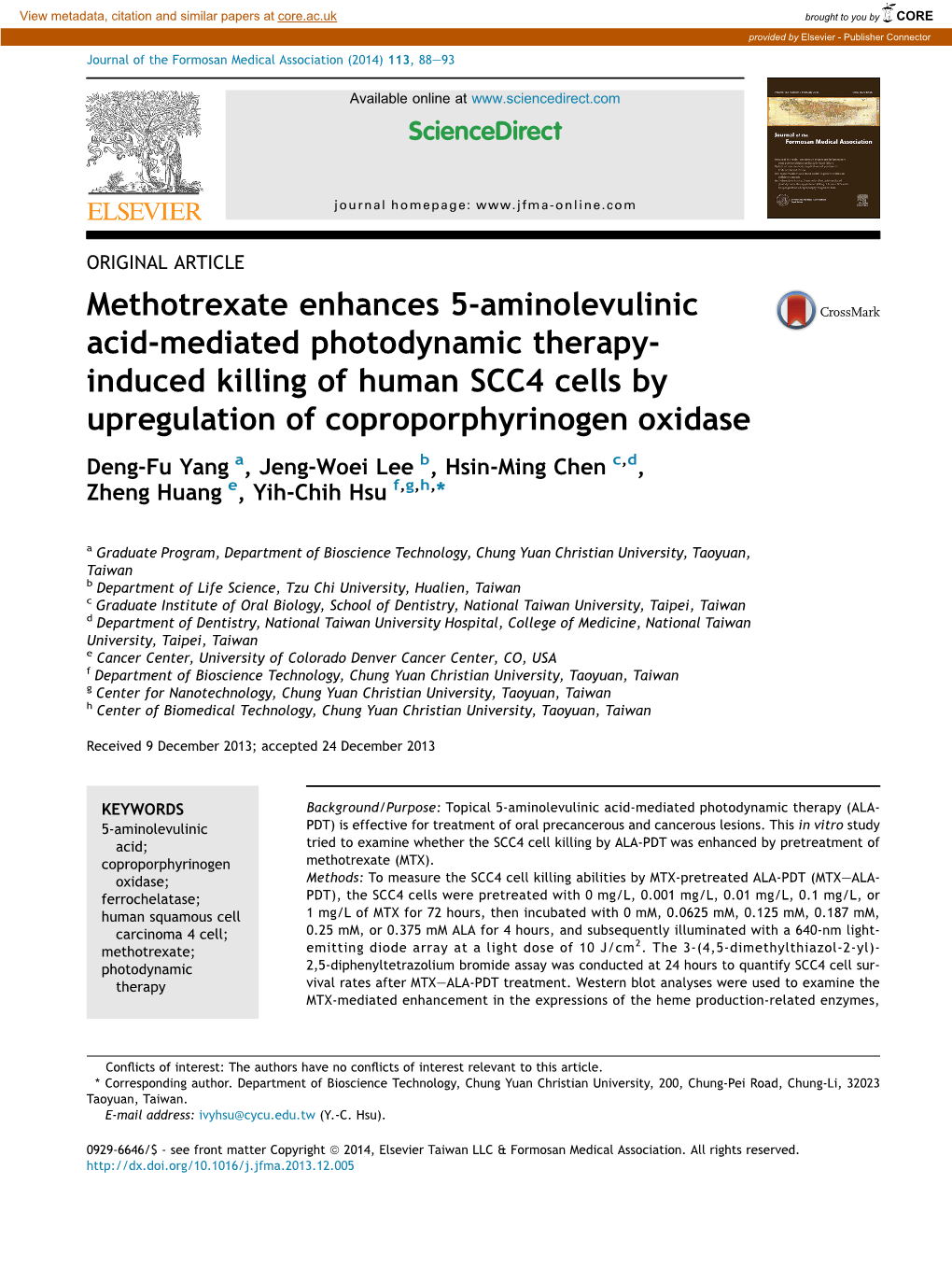 Methotrexate Enhances 5-Aminolevulinic Acid-Mediated