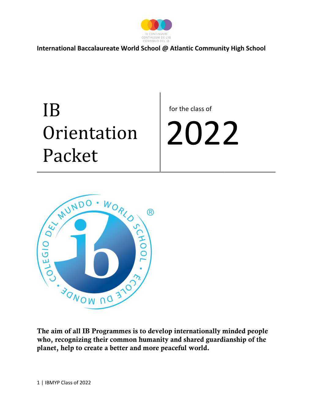 Class of 2018 Orietnation Packet.Docx