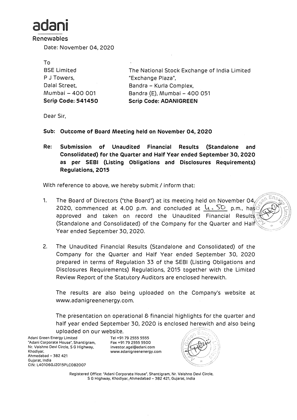 Renewables Date: November 04, 2020