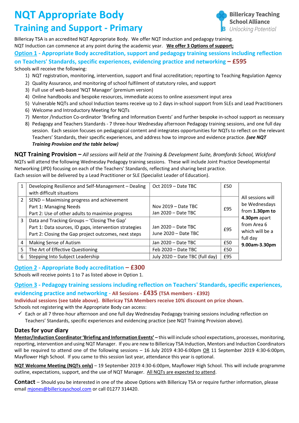 NQT Appropriate Body Training and Support - Primary