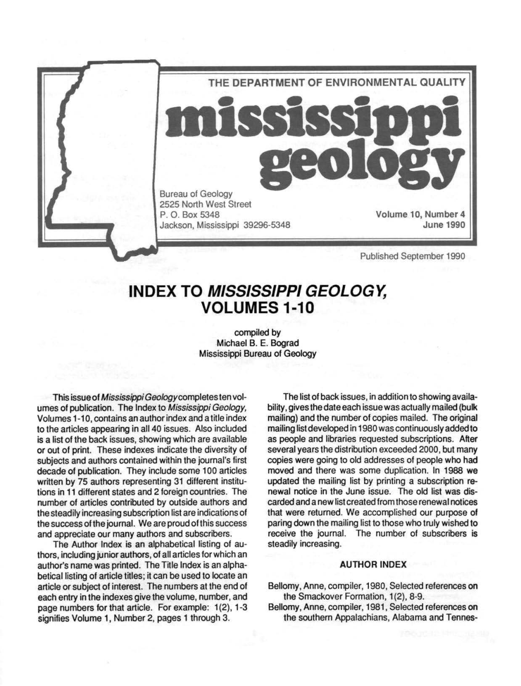 Mississippi Geology, Volumes 1-10