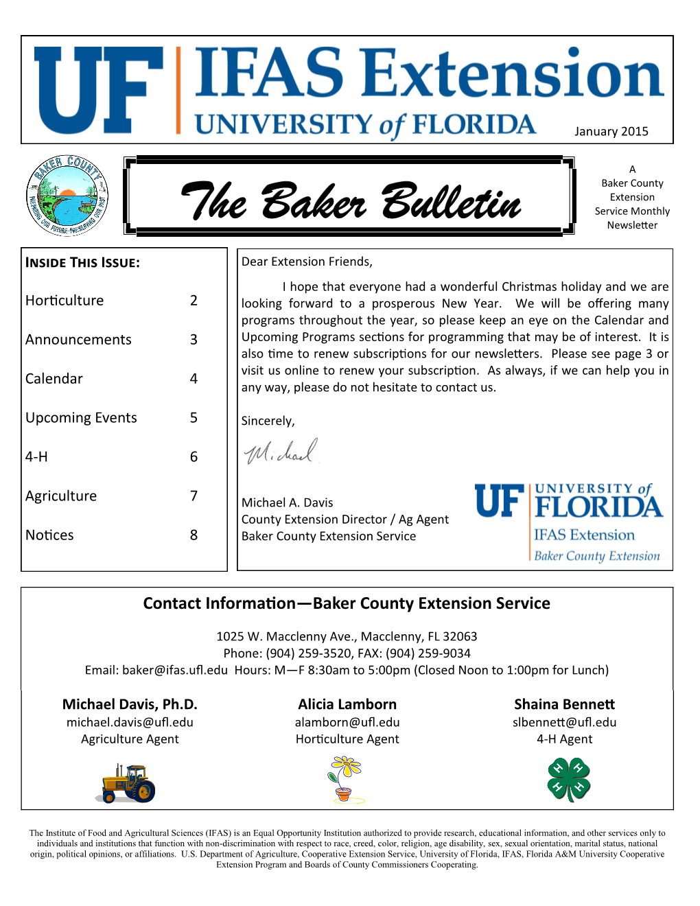 The Baker Bulletin Service Monthly Newsletter