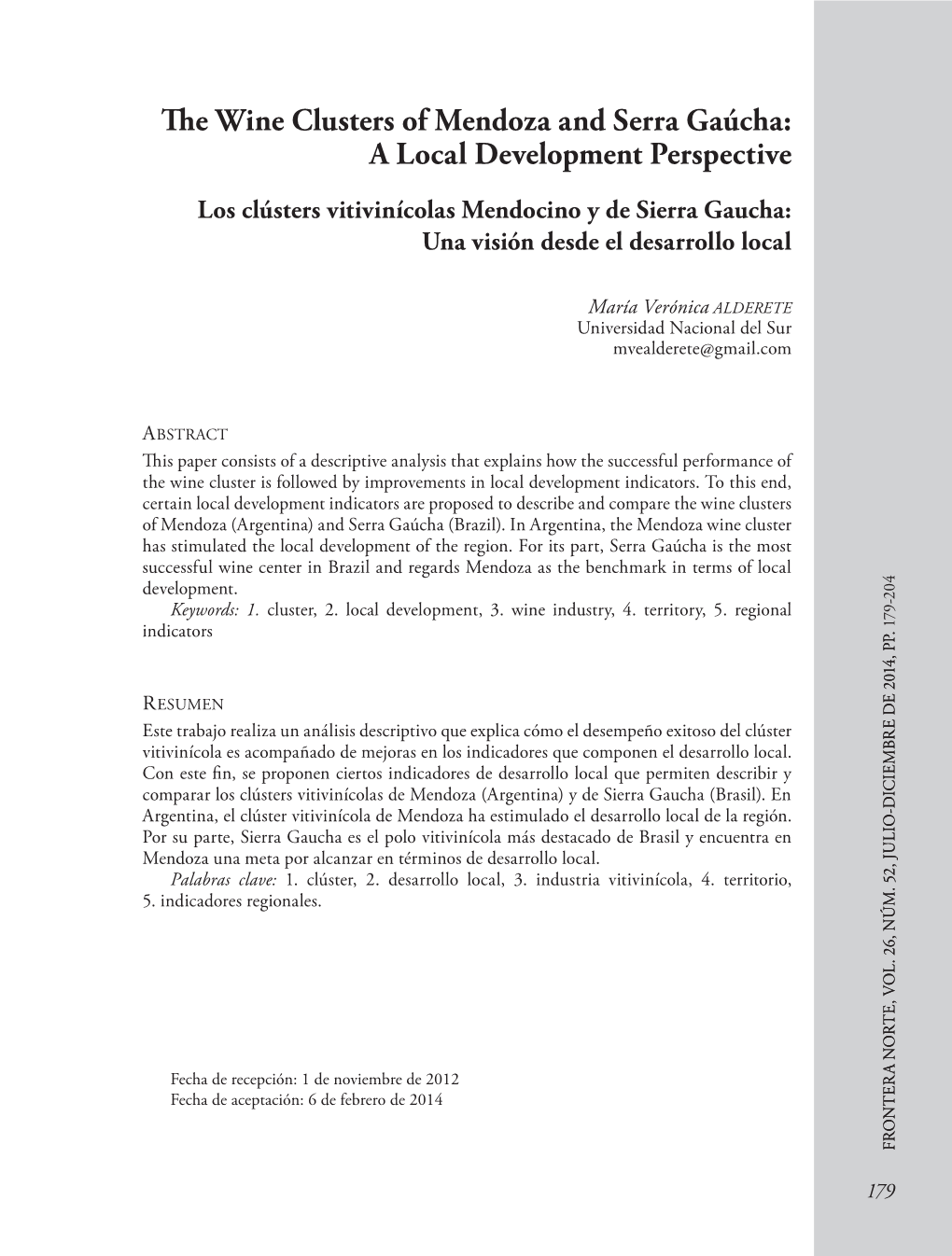 The Wine Clusters of Mendoza and Serra Gaúcha: a Local Development Perspective