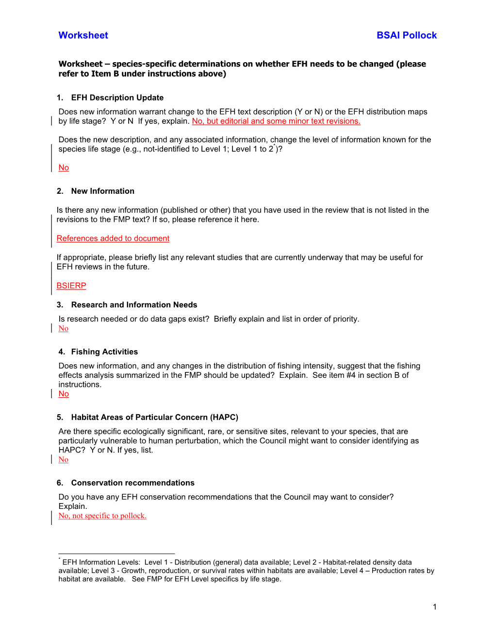 Worksheet BSAI Pollock