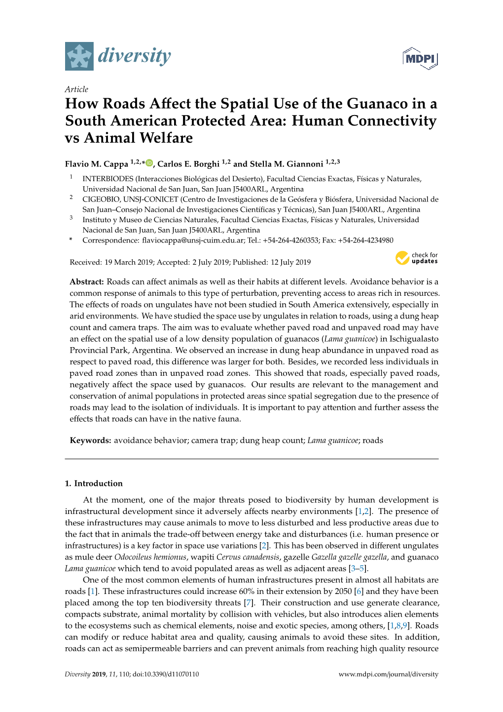 How Roads Affect the Spatial Use of the Guanaco In