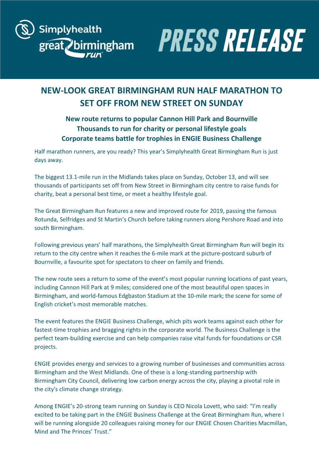 New-Look Great Birmingham Run Half Marathon to Set