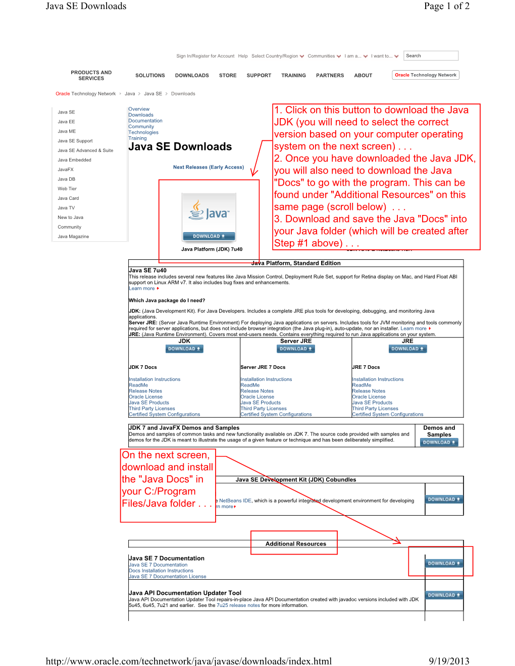 Java SE Downloads Page 1 of 2