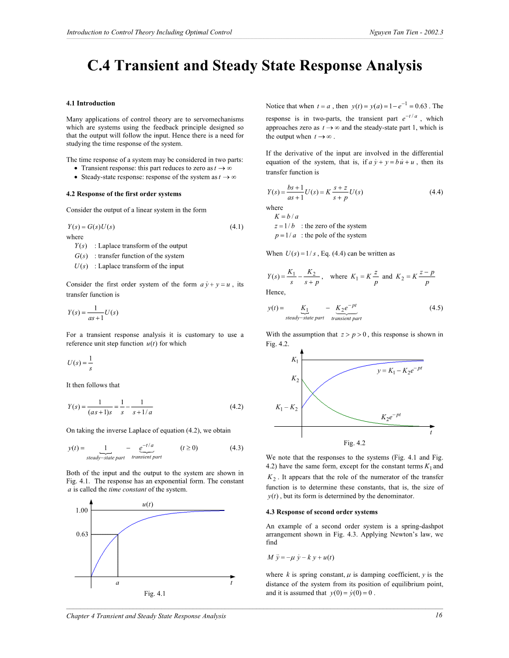 C.4 Transient and Steady State Response Analysis