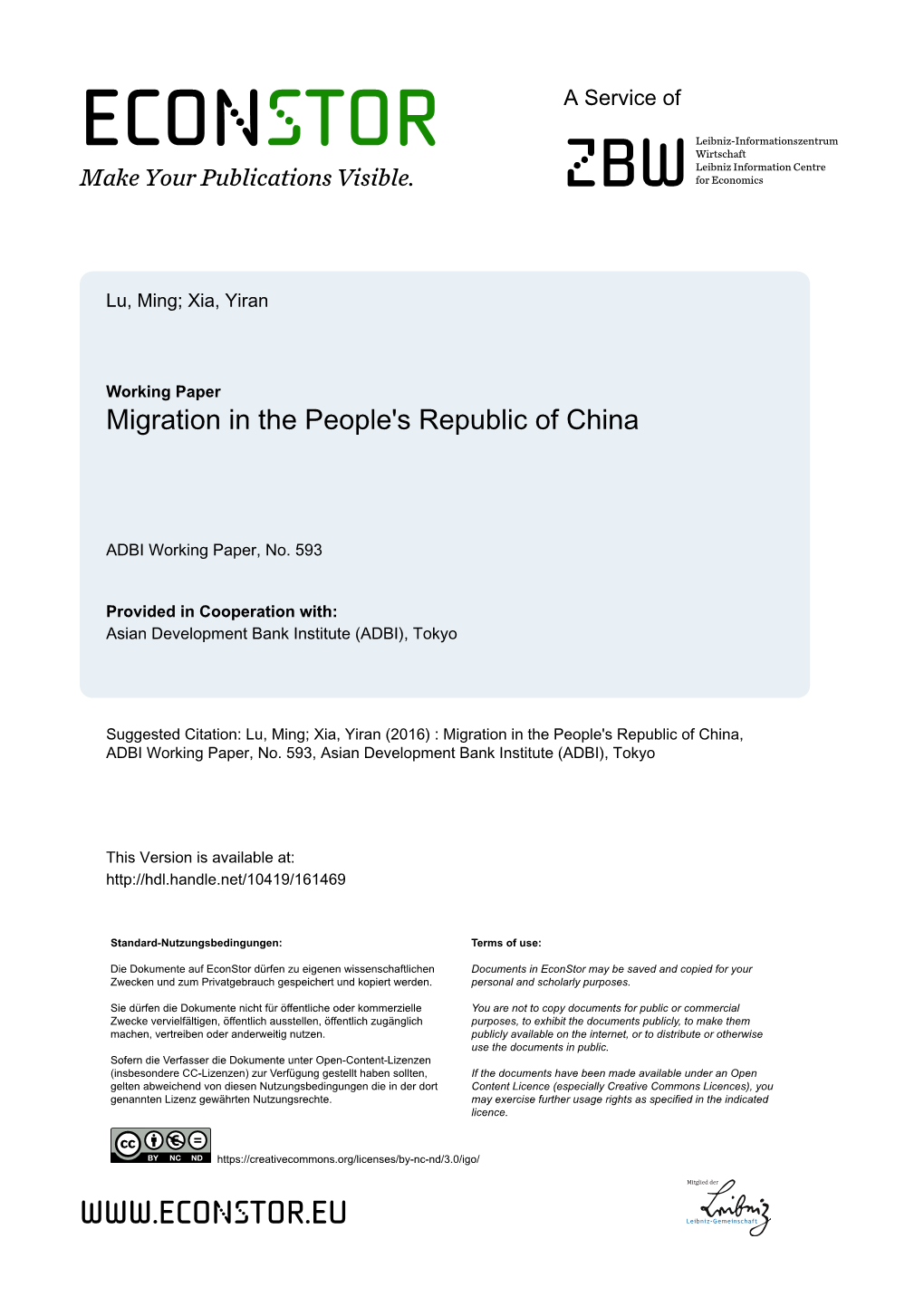 Migration in the People's Republic of China