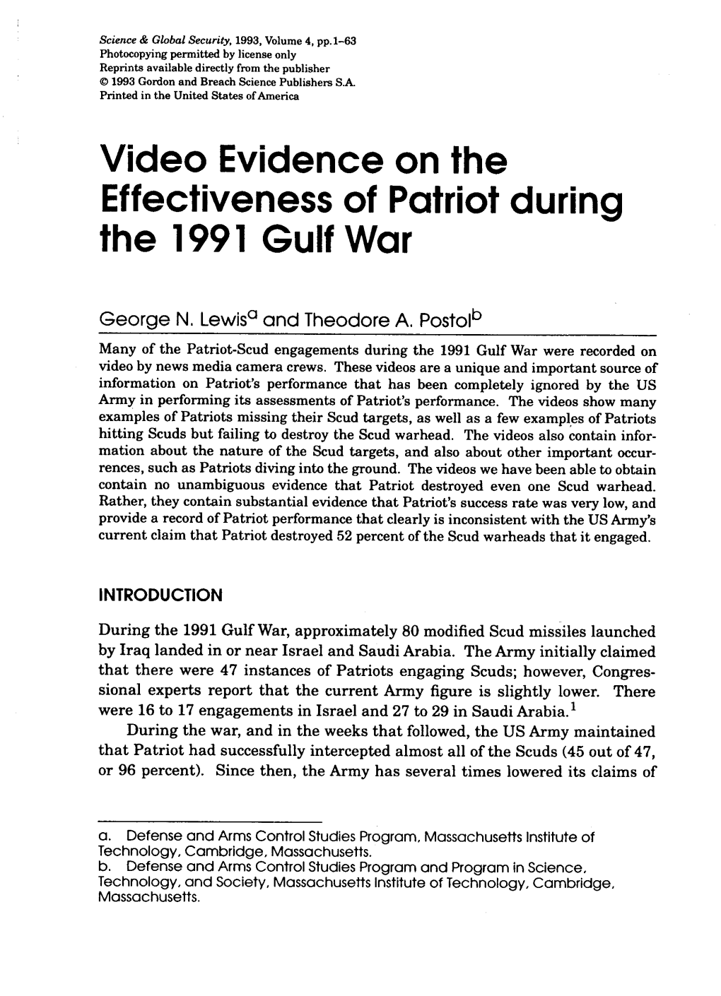 Video Evidence on the Effectiveness of Patriot During the 1991 Gulf War