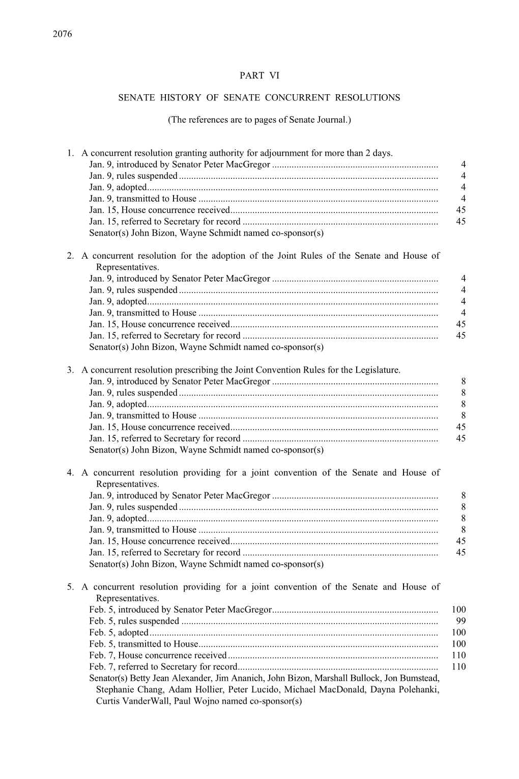 Senate History of Senate Concurrent Resolutions